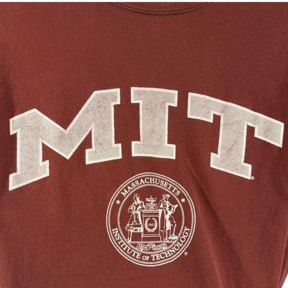 VTG Y2K Men’s Burgundy Champion MIT Graphic T-Shirt Size XL - Picture 3 of 7